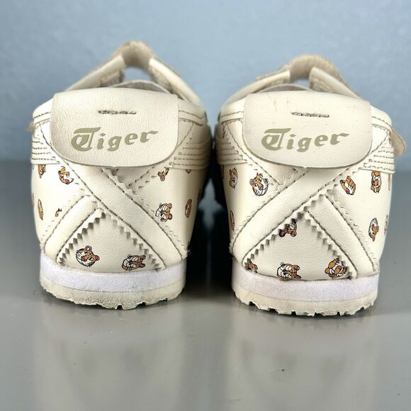 Onitsuka Tiger Shoes Kids Size 2 Mexico 66 Cream Tiger Print Fashion Sneakers - Picture 9 of 16